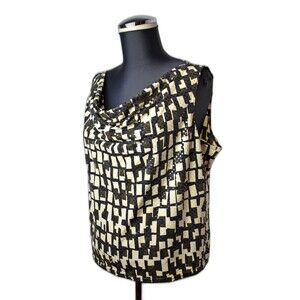Mixit Stretch Geometric Print Shimmery Drape Neck Sleeveless Top - Women's L